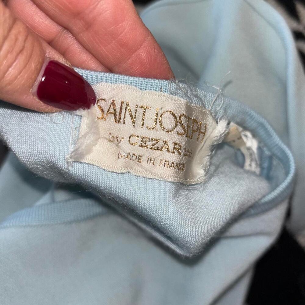 Saint Joseph by Cezar large vintage Light Blue Lightweight Knit Sweater - Picture 7 of 8